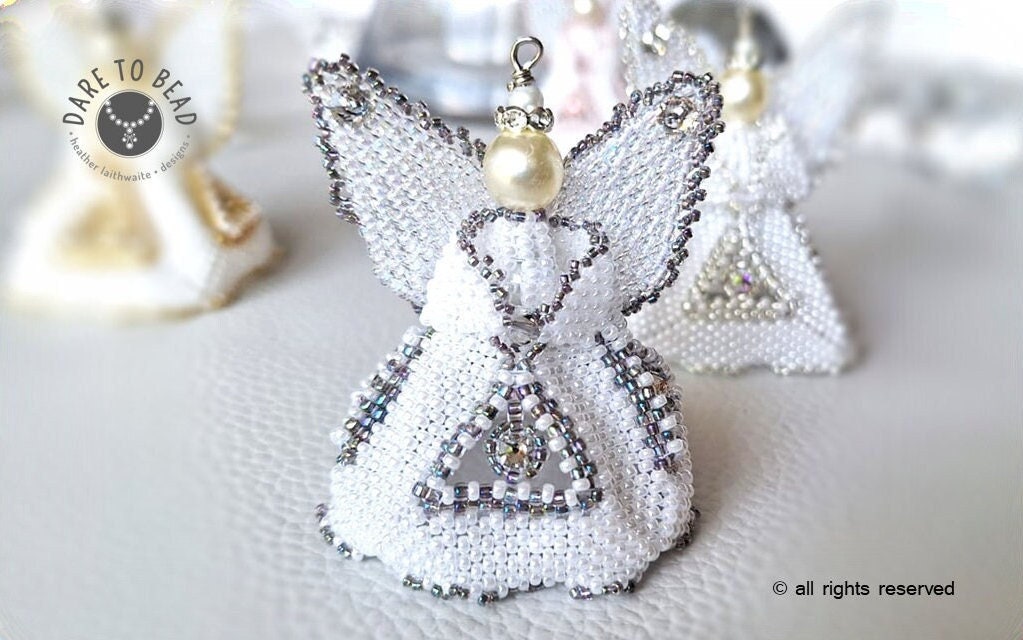 Angel Christmas Decorations White Beaded Angel Christmas Ornaments