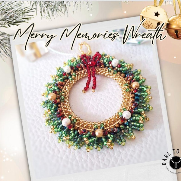 Merry Memories Wreath, PDF beading pattern, Christmas Tree Decorations