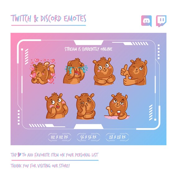 Cute Bear Emot Twitch Emotes Chibi Kawaii Adorable Cheerful Etsy