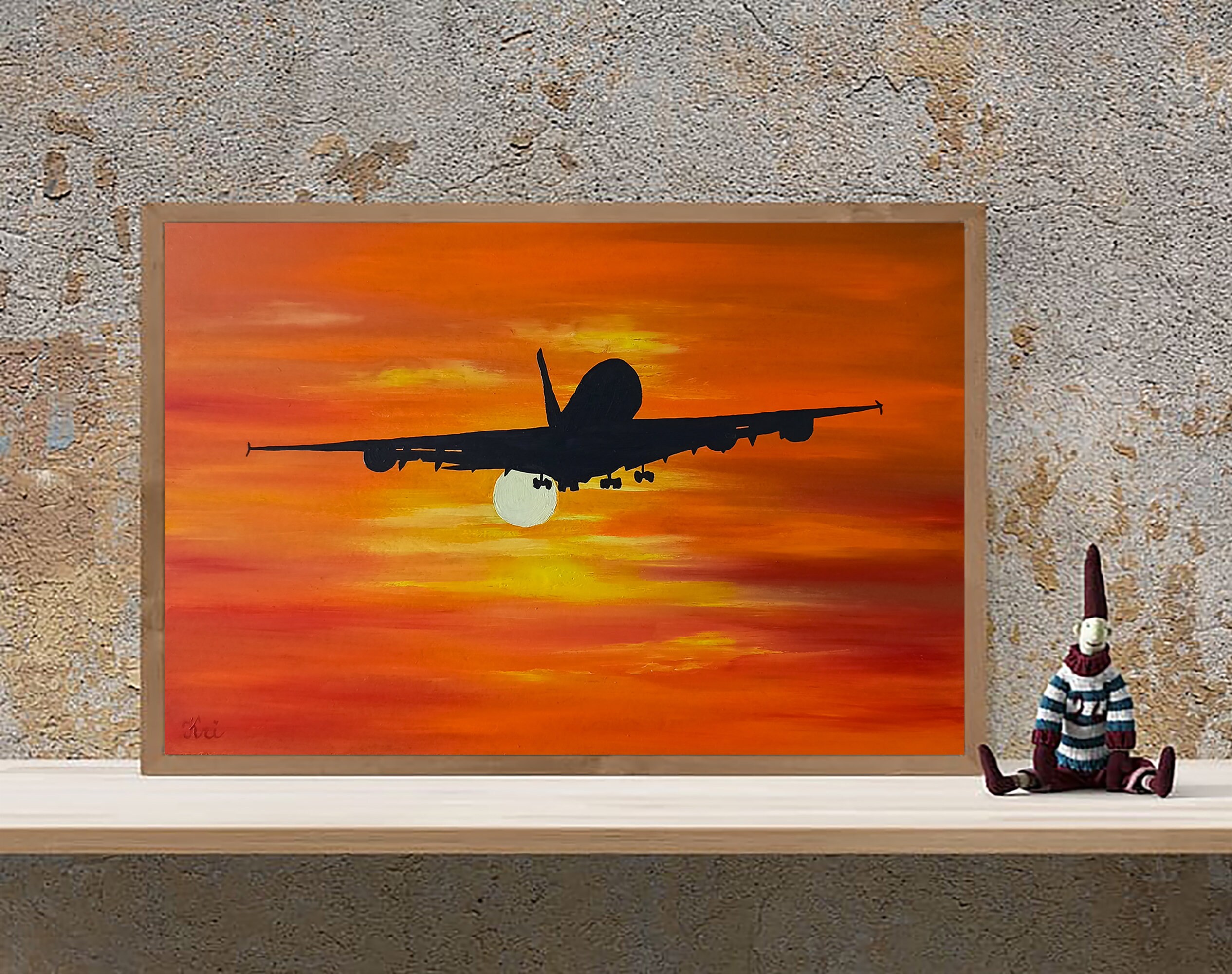 Airplane Painting Aviation Wall Art Oil Painting Original Art Etsy
