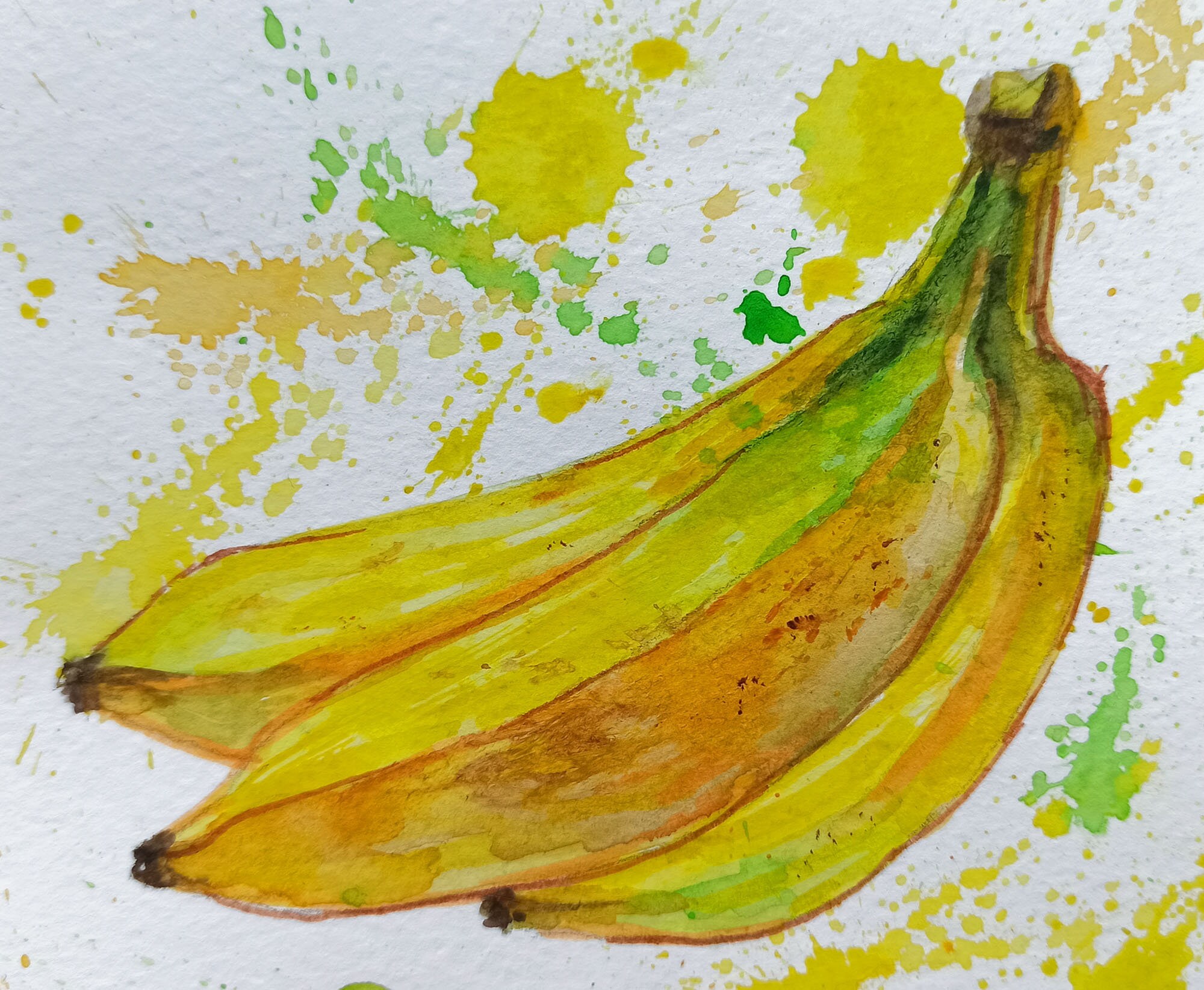 Banana Watercolor Painting Original 5 X 7 Banana Illustration, Kitchen 80F
