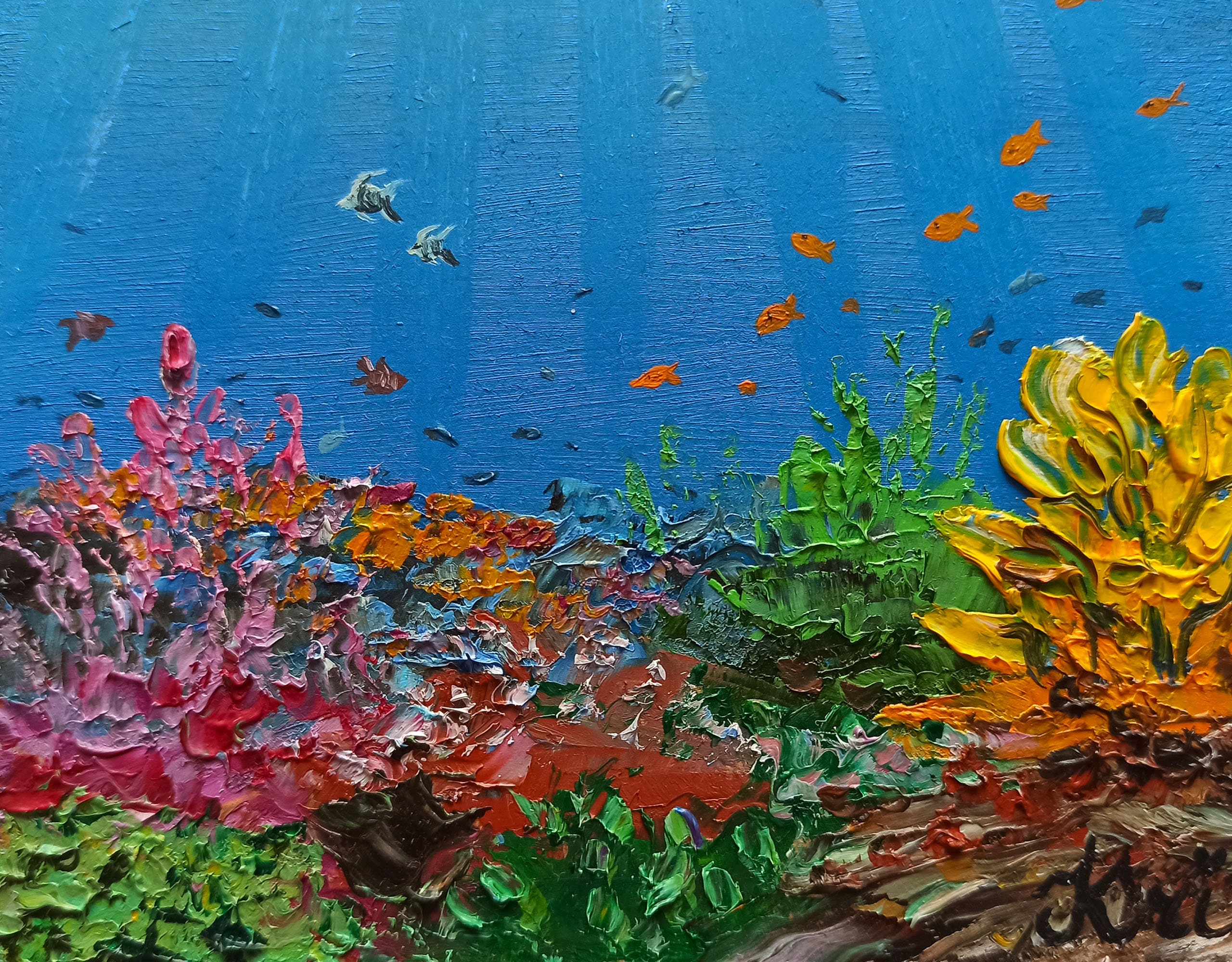 Unterwasser-Malerei Fisch Kunst Impasto Korallenriff Original | Etsy