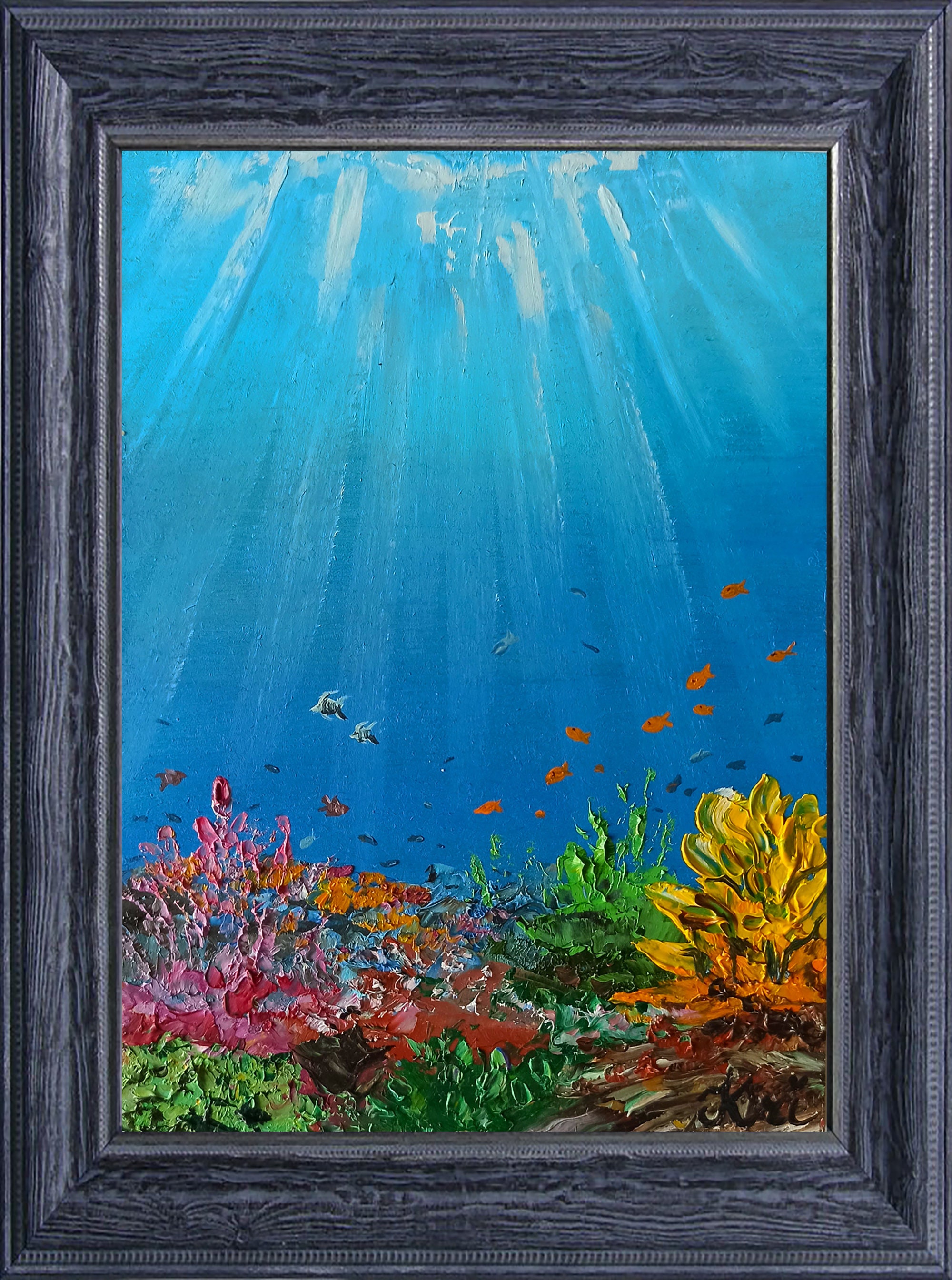 Unterwasser-Malerei Fisch Kunst Impasto Korallenriff Original | Etsy