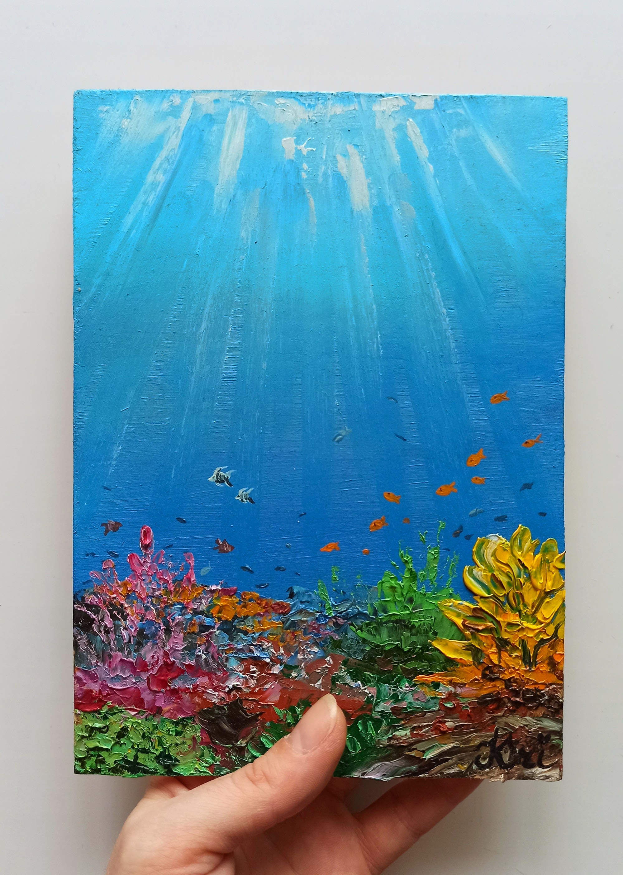 Unterwasser-Malerei Fisch Kunst Impasto Korallenriff Original | Etsy