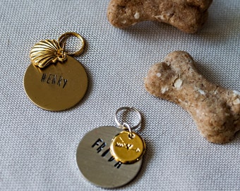 Dog tag with golden pendant, dog tag, dog tag for dogs, pet id tag, personalized dog tag