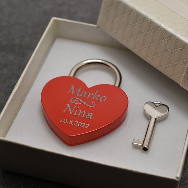 Custom personalized padlock, Love lock, Red lock, Wedding lock, Heart lock, Custom lock, Engraved love lock, Padlock gift, Anniversary gift