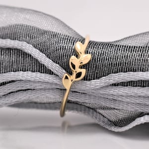 Leaf band, Stacking gold ring, Delicate thin ring, Gold women ring, White gold ring, 14K gold ring, Gold stack ring, Minimalist ring
