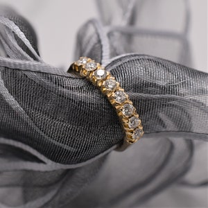 Diamond ring, Gold half eternity ring, Gold band, Gold women ring, White gold ring, 14K gold ring, Gold ring stack, Wedding band