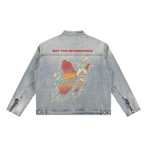 Chaqueta vaquera con cremallera y lavado vintage