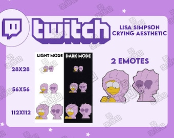 Twitch Emote Set: Lisa Simpson Crying Aesthetic