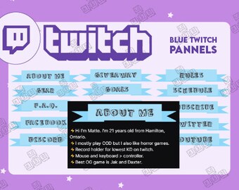 Twitch Panels: Blue Panels Black Text