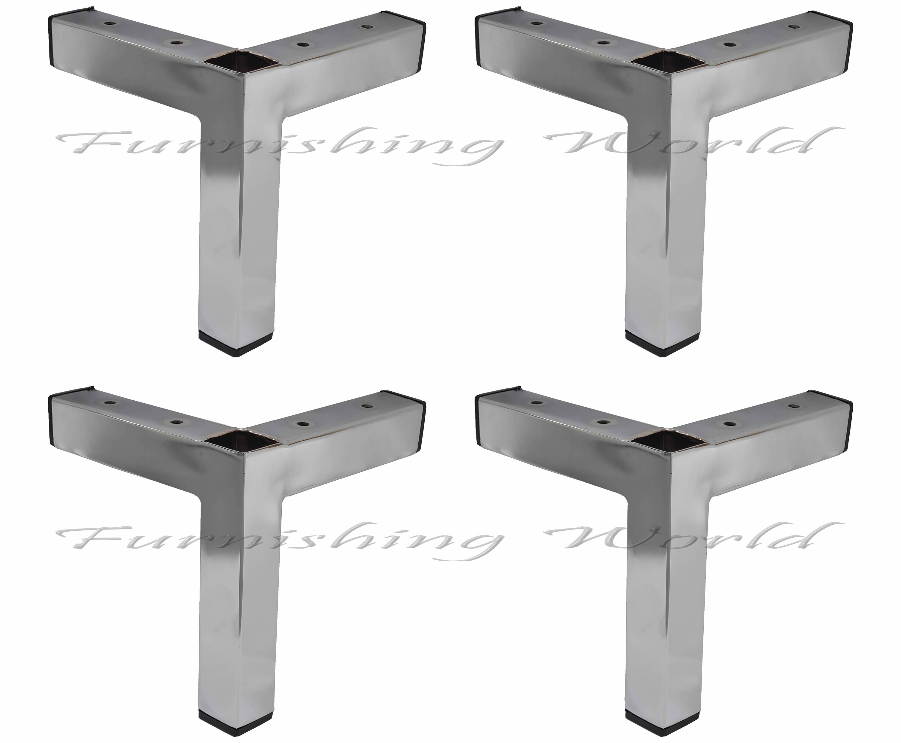 4x Silver Chrome Furniture Corner Legs / Feet Sofa Footstool Etsy