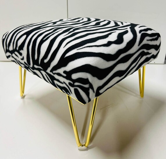 Handmade Zebra Print Footstool Animal Print Fabric Footrest With Wooden Feet for Desk or Bedroom Stylish Compact and Versatile Etsy UK