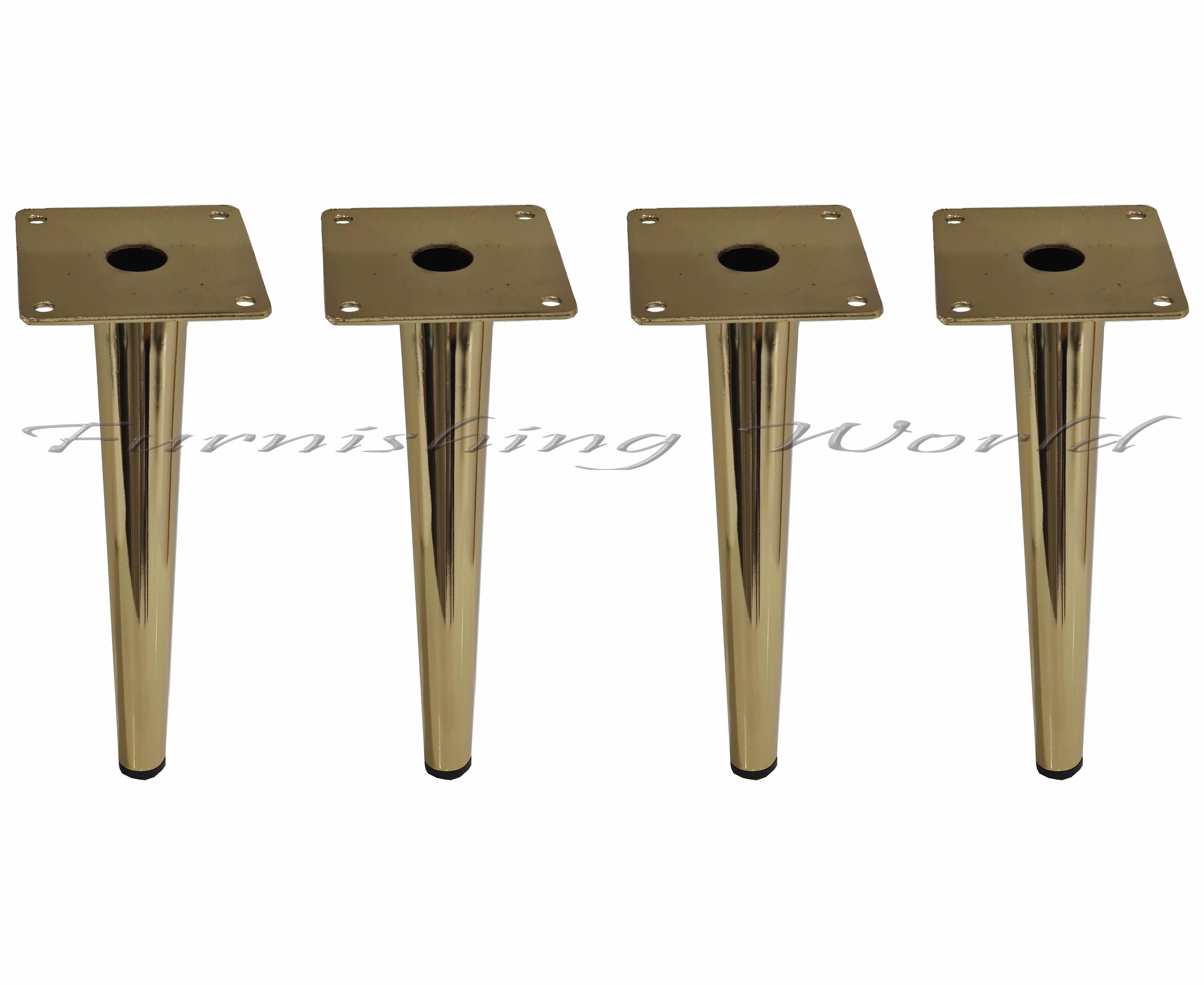 4 X Golden Metal Legs Feet 8 Inch High For FURNITURE Sofas 