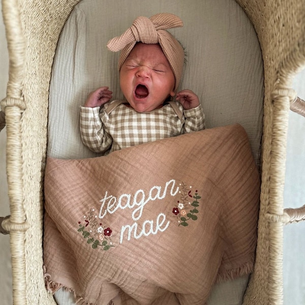 Little Sister Embroidered Receiving Blanket main image 1