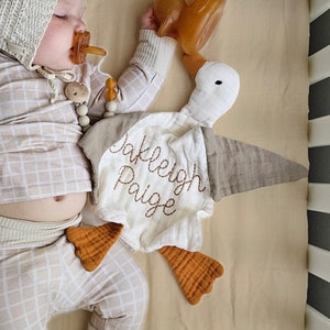 Goose Lovey, Baby Shower Gift, Baby Blanket, Duck Lovey, Animal Security Blanket, New Baby gift