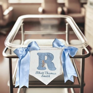 Personalized Baby Name Banner – Welcome Sign with Bows, Hospital Door & Baby Shower Decor