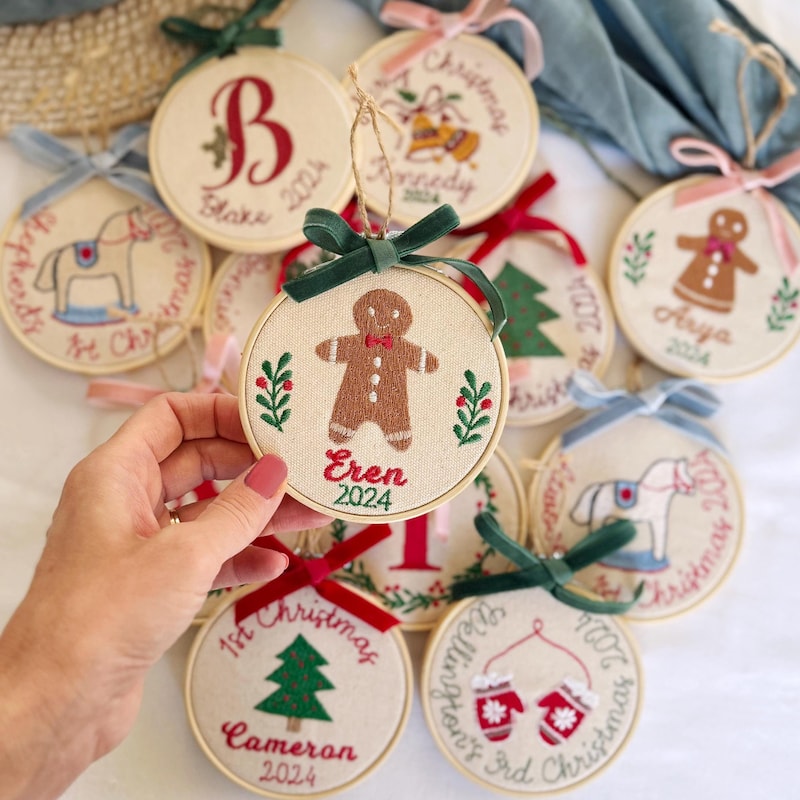 🎁Buy 2 FREE SHIPPING🎁 Personalized Christmas Ornament, Baby's First Christmas Ornament, Embroidered Christmas Ornaments