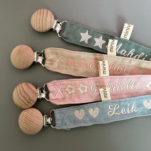 Personalized Pacifier Clip Holder / Embroidered Name / Custom Boho Pacifier Holder / Custom Baby Name / Monogrammed Baby Shower Gift image 2