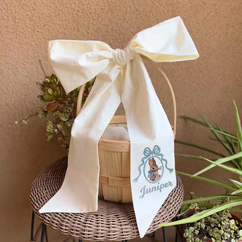 🐰🥚Save 50%🥚🐰Easter Basket or Wreath Sash – Personalized with Embroidery Bunny and Name, Spring Baby Sash