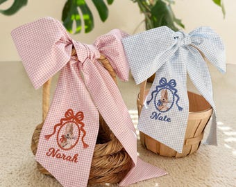 Easter Basket or Wreath Sash – Personalized with Embroidery Bunny and Name, Spring Baby Sash