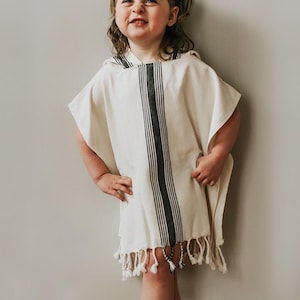 Kids Beach Poncho, Hooded Towel, Turkish Towel Linen Beach Cover