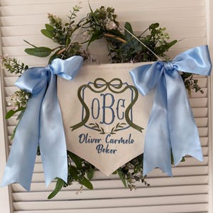 Personalized Baby Name Banner – Welcome Sign with Bows, Hospital Door & Baby Shower Decor