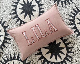 12x20 in Personalized  Applique Name and Monogram Pillow Cover