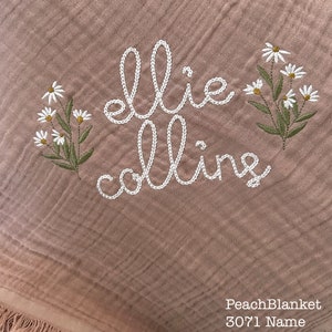 Personalized Embroidered Baby Blanket, Swaddle With Name and Floral ...