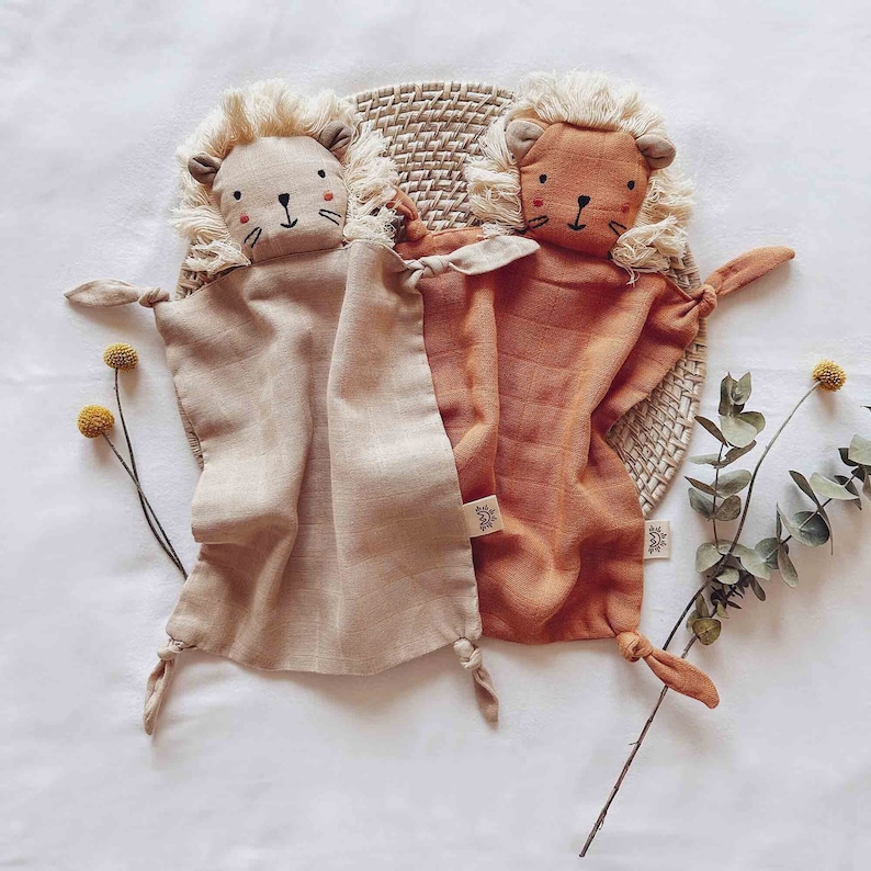 Personalized Lion Lovey: Cotton Muslin Baby Security Blanket - Etsy