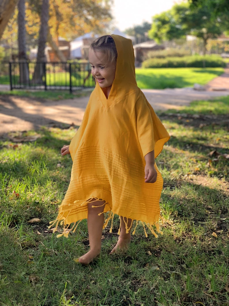 Kids beach poncho toddler hooded poncho yellow kid poncho Etsy
