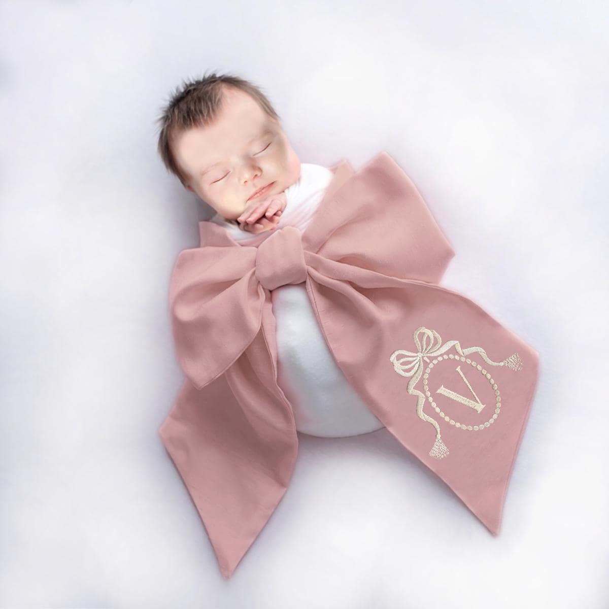 Custom Monogrammed Baby Bow Sashes – Personalized Newborn Hospital & Baby Shower Accessory
