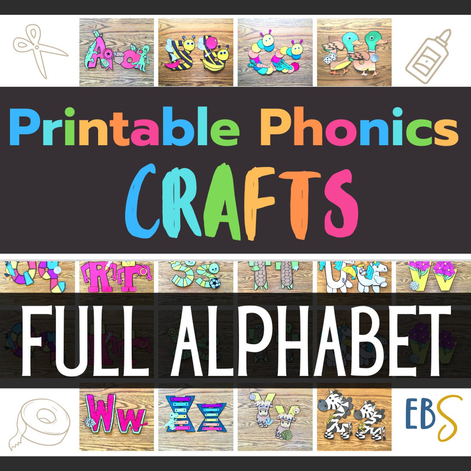 Printable Phonics Craft FULL ALPHABET SET Letter of the Etsy