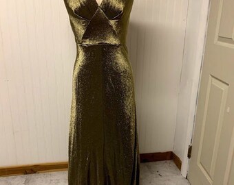 gold lame evening gown