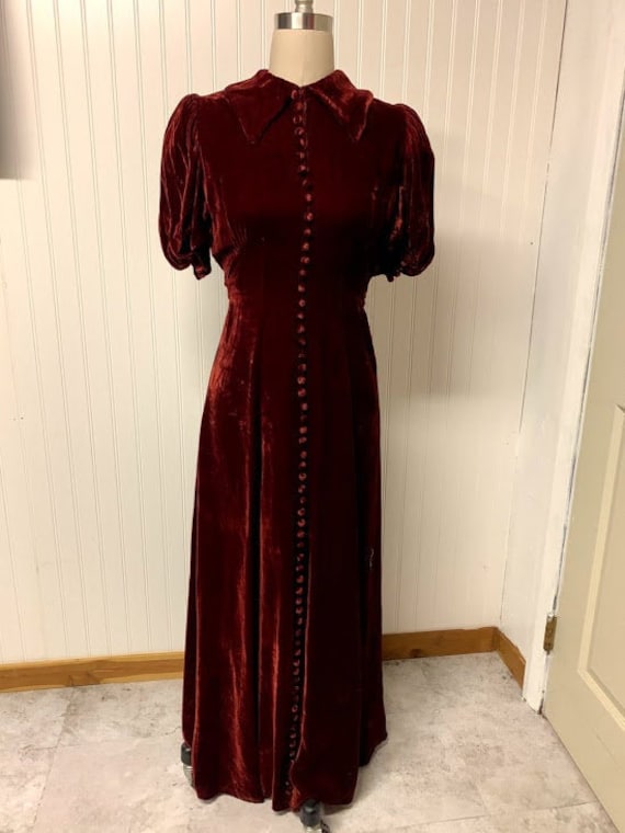 1930’s Red Velvet Gown