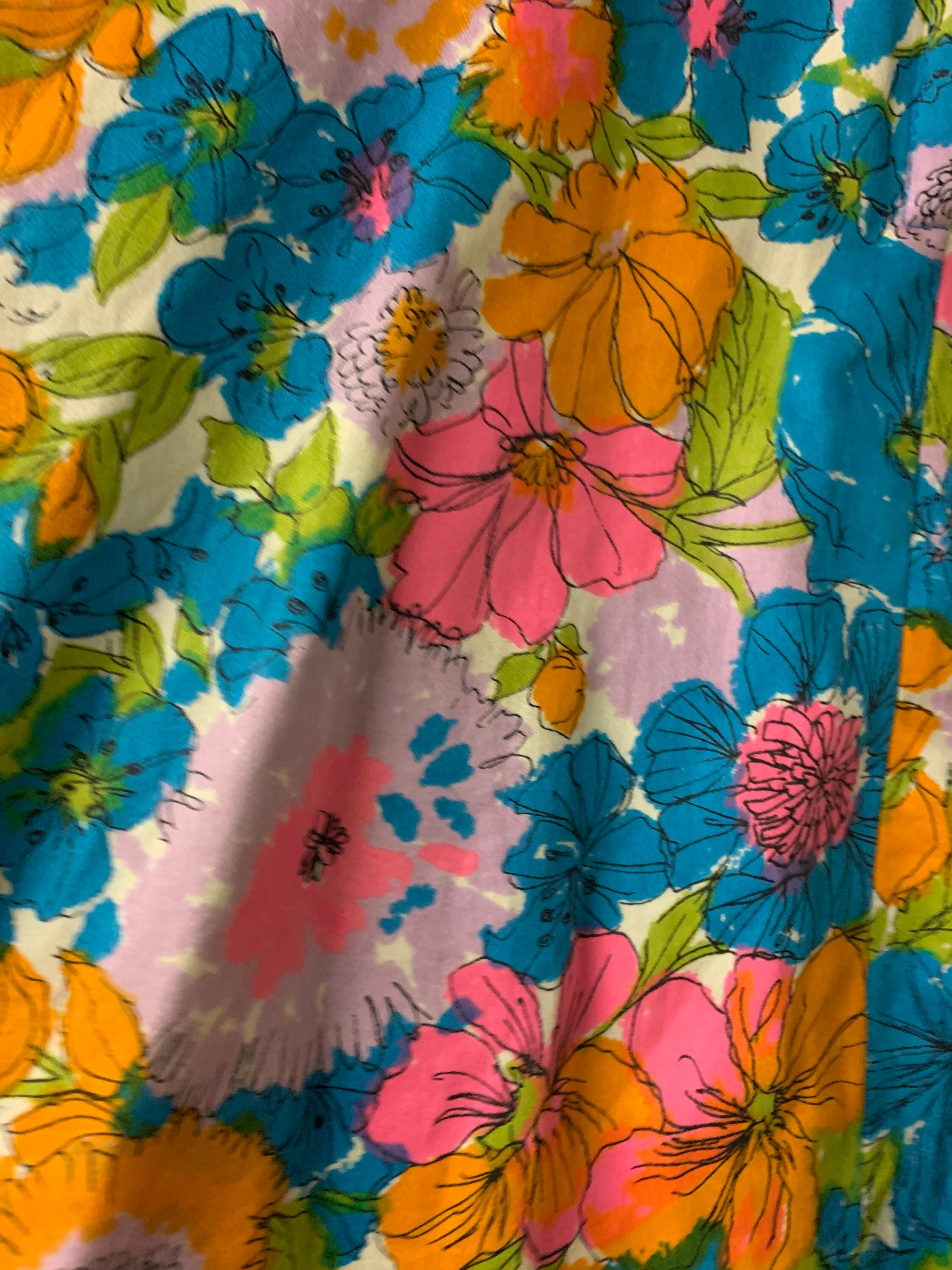 1960s Floral Print Skirt - Etsy