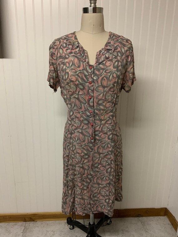 1940’s Rayon Printed Dress