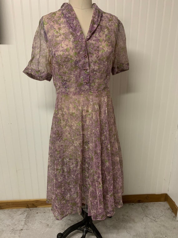 1940’s Floral Sheer Nylon Dress
