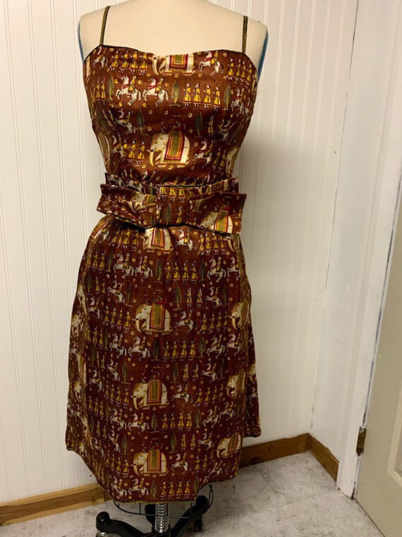 1960's Elephant Print Mithi Dress with Capelet
