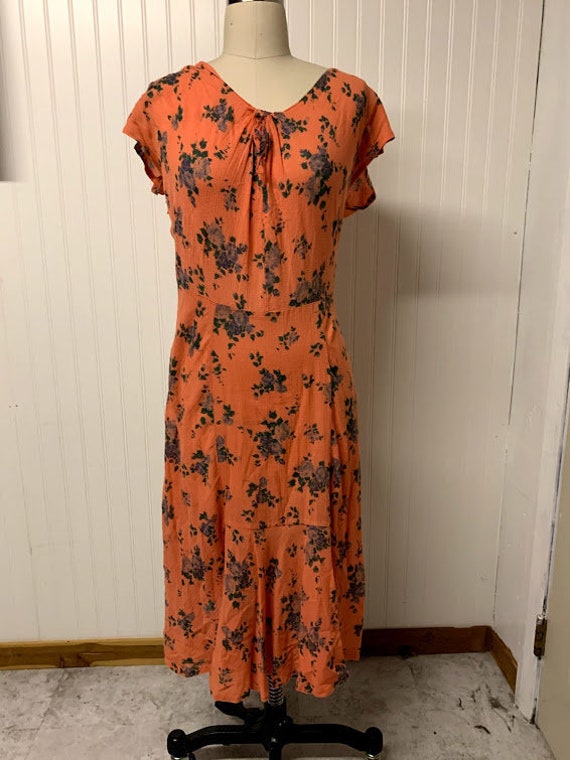Vintage Orange Cotton Gauze Dress