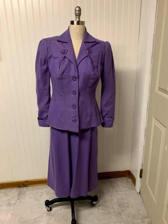 Vintage 1940's Purple Wool Suit