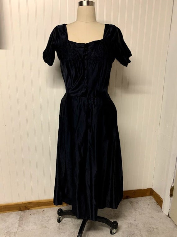 1950s Navy Satin Dress