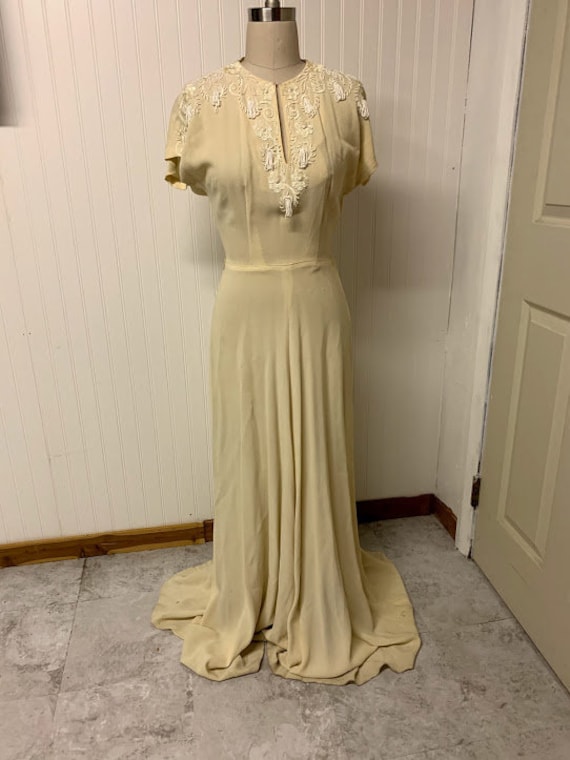 1930's Beaded Crepe Gown