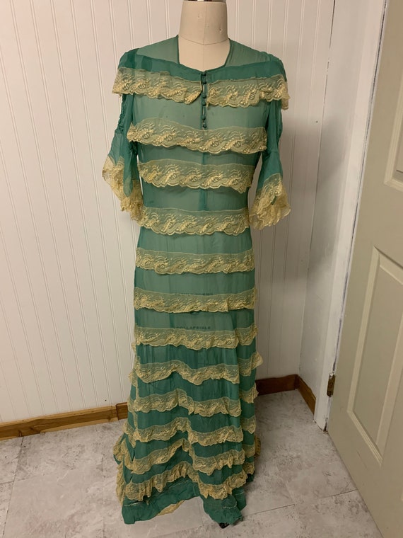 1930’s Teal Chiffon Dress