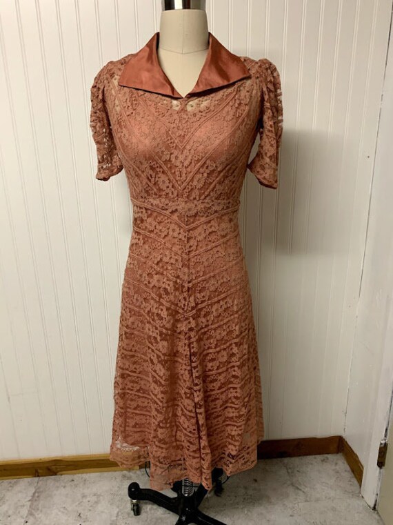 1940's Pink Lace Dress