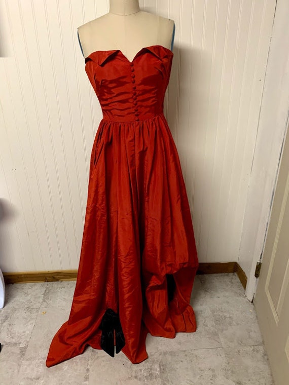 1940's Red Taffeta Gown