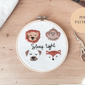 PDF Embroidery Pattern | Animal Embroidery | Kid’s Embroidery | Nursery Decor | Digital Download | Embroidery Design