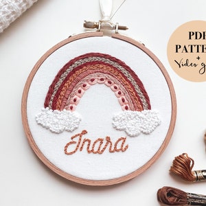 Personalized Rainbow Embroidery Pattern: Beginner Nursery Decor (PDF Pattern)