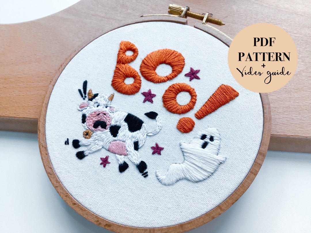 Holy Cow! Halloween Embroidery Pattern: Ghost & Boo Design (digital ...