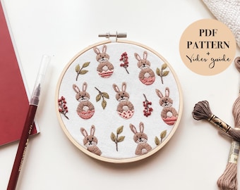 Easter Bunny Hoop Art - Hand Embroidery PDF Pattern - Etsy